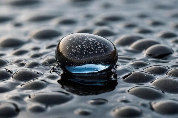 Piedra pulida sobre agua con burbujas de aire