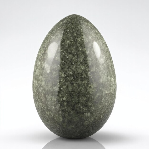 Piedra de titanita Forma de huevo sobre fondo blanco