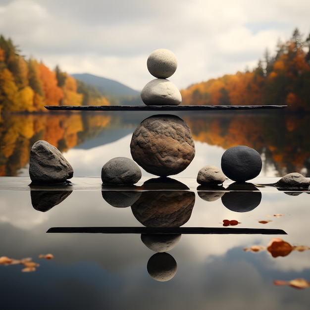 Piedras en armonía equilibrada Un elegante arreglo de equilibrio