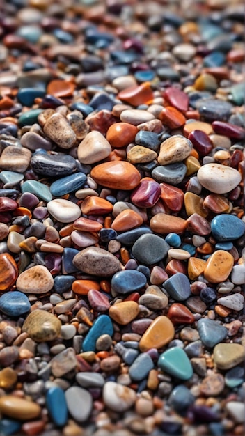 Foto piedras coloridas con muchas rocas y guijarros por encima de la cabeza disparado foto papel tapiz realista
