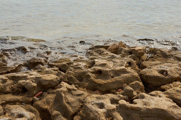 Piedras en la costa del Mar Rojo en Egipto