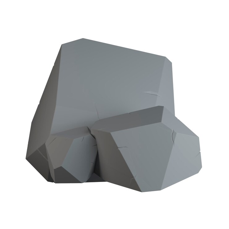 Piedras grises aisladas en una representación 3d de fondo blanco