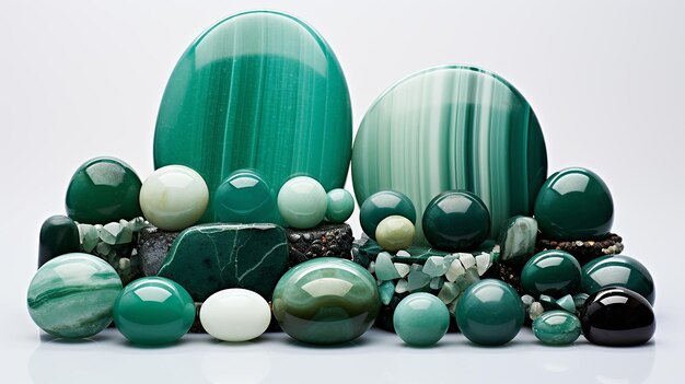 piedras de jade verde piedras preciosas de jade en el estilo de monocromo