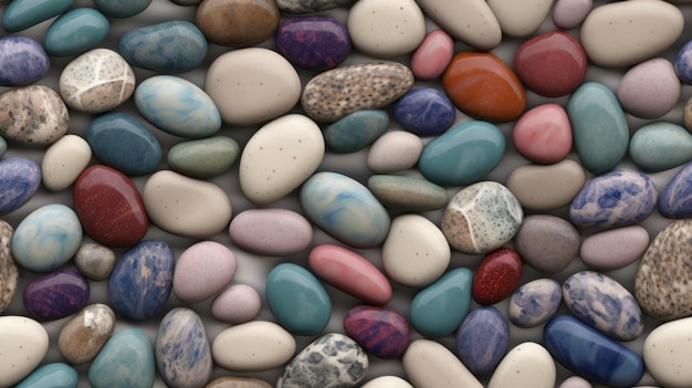 Piedras de mármol multicolores redondeadas sin costuras