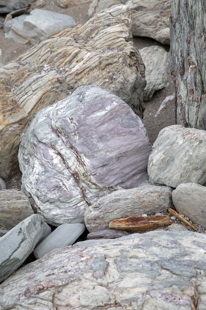 Piedras en la playa de Carro, Galicia, España