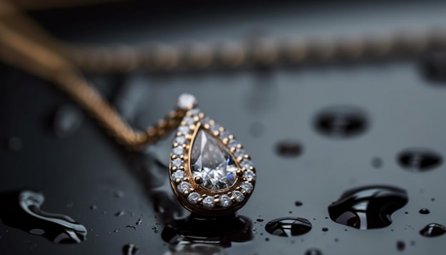Piedras preciosas brillantes en anillos metálicos belleza de lujo generada por IA