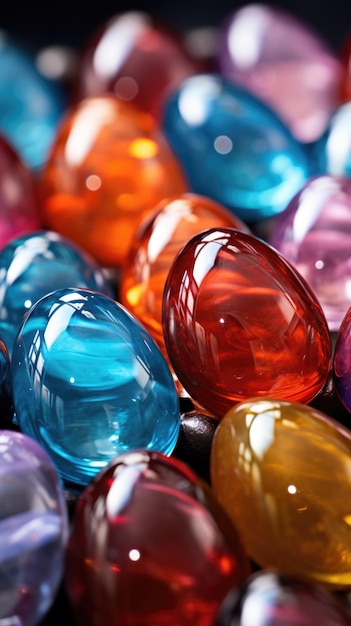 Piedras preciosas huevos de Pascua espectro de colores celebración de la primavera