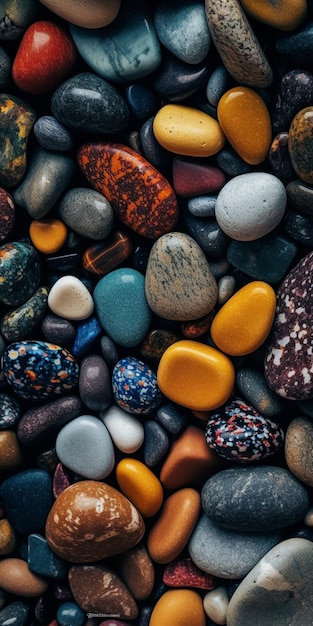 Piedras de río de colores