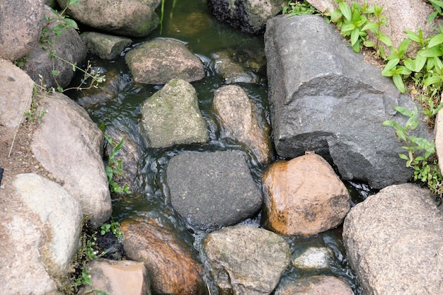 piedras tiradas en el agua del río