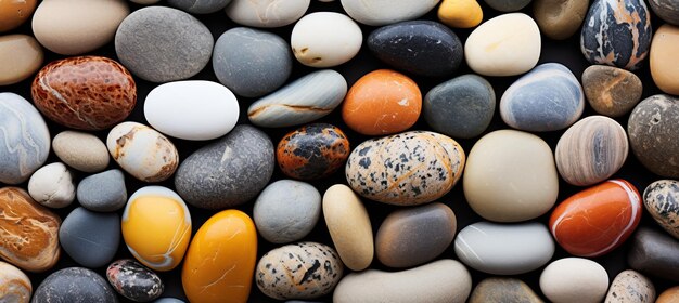 Foto las piedras vibrantes de la playa con texturas suaves bajo la luz radiante del sol muestran sus colores coloridos