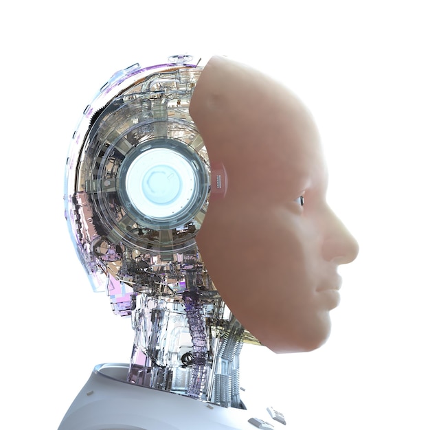 Piel artificial o robot de piel humana aislado en blanco