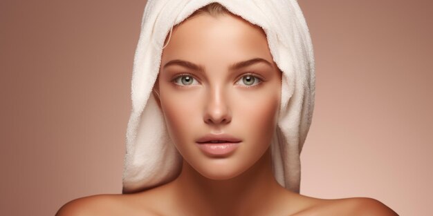 piel bien cuidada de la cara de una mujer cuidado cosmético maquillaje IA generativa