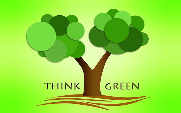Foto piense en el concepto verde con el árbol