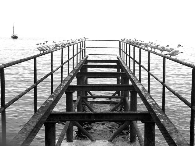 Pier sobre o mar contra o céu limpo