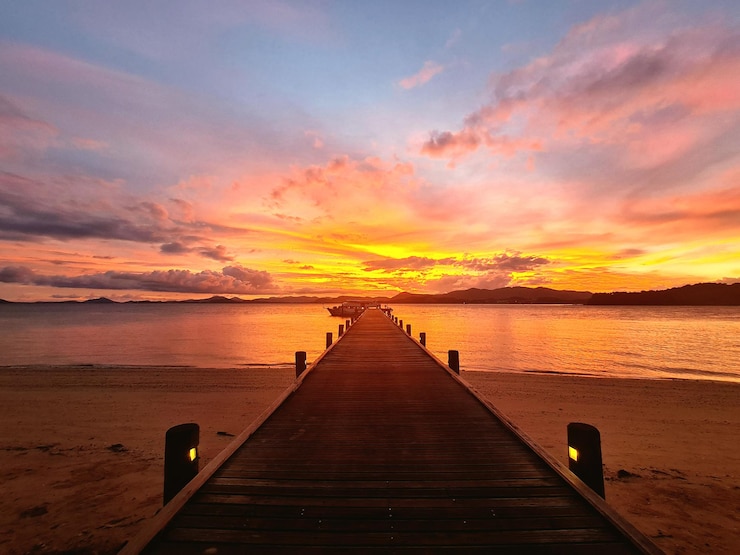 Foto pier über dem meer gegen den himmel bei sonnenuntergang