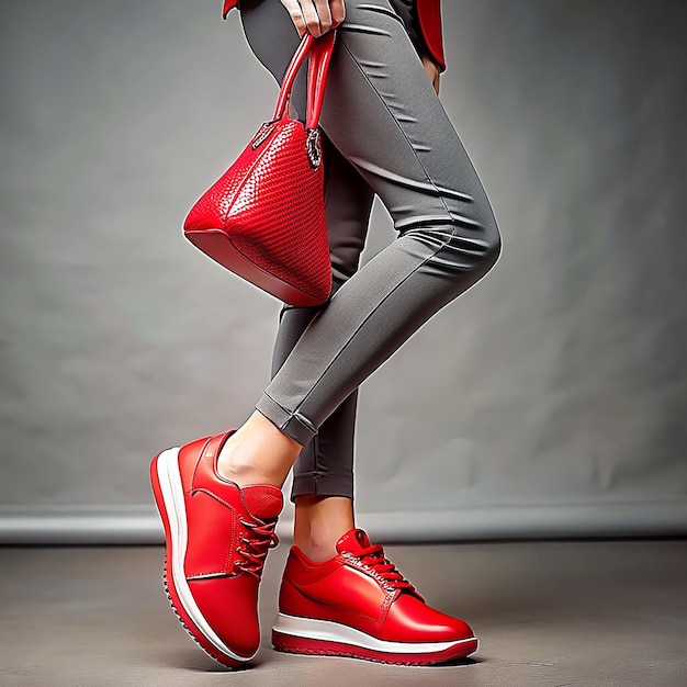 Foto piernas femeninas en vaqueros cortos y zapatillas de deporte