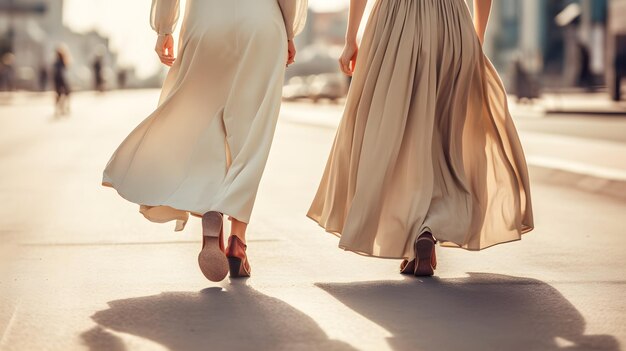 Piernas de mujer de moda caminando en la calle