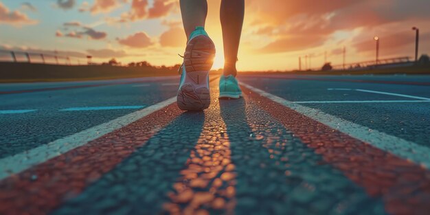 pies en zapatillas de un hombre corriendo por el camino IA generativa