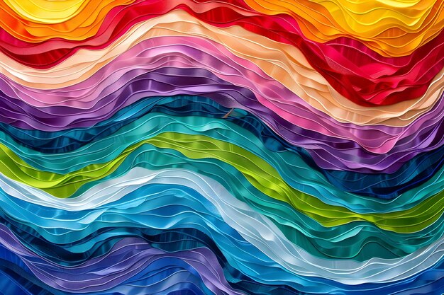 Foto una pieza de arte abstracta con ondas de diferentes colores en una orientación horizontal