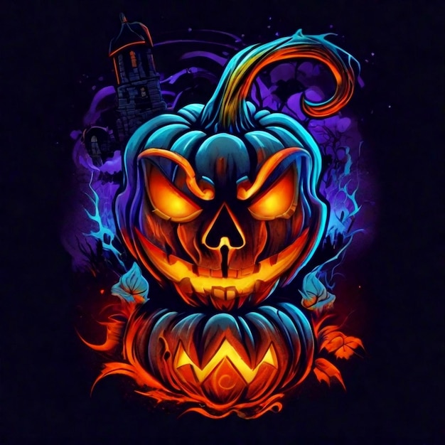 Una pieza de arte digital con temática de Halloween para el diseño vectorial de camisetas