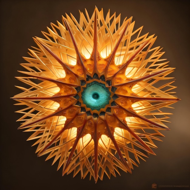 Una pieza de arte en forma de estrella se muestra en el centro de una flor.