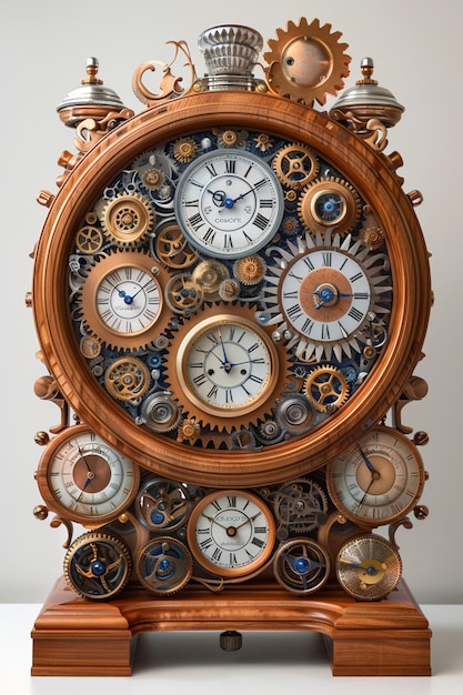 Foto una pieza conceptual que muestra los engranajes interconectados de un reloj