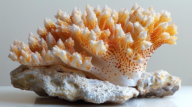 Pieza de coral de primer plano en fondo blanco puro IA generativa