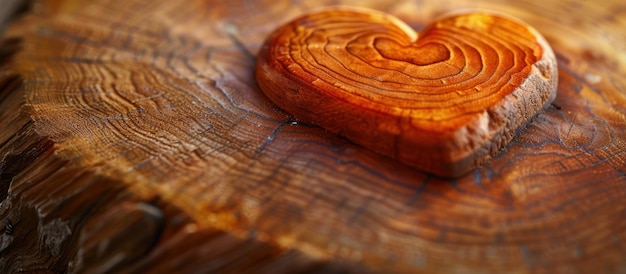 Foto una pieza de madera en forma de corazón en la mesa