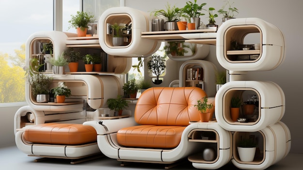 Una pieza de muebles modulares hipnotizantes
