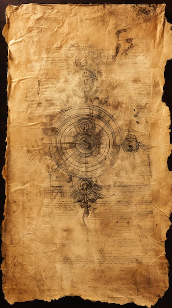 pieza papel dibujo reloj brujo diablo digital antiguo pergamino extranjeros franquicia fuente motor mapa