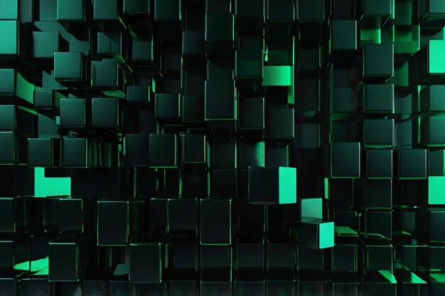 una pieza verde y negra de azulejos cuadrados con la luz verde en la parte inferior