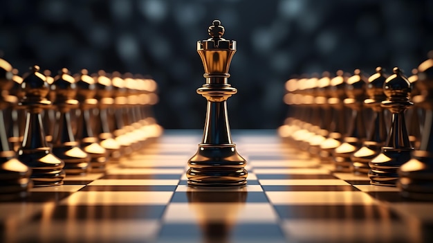 Piezas de ajedrez estratégicas en fondo negro Imagen de stock profesional para el juego Enthusia