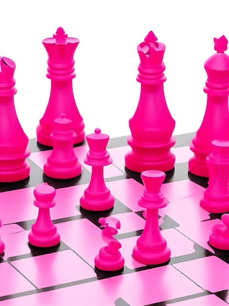 Foto piezas de ajedrez rosadas 3d en el tablero de ia imagen