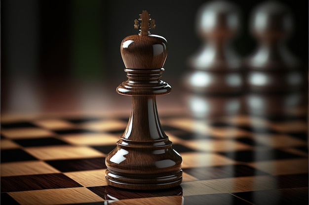 Piezas blancas y negras en el tablero de ajedrez IA generativa