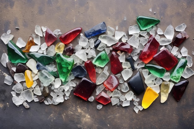 Foto piezas de botellas de vidrio rotas esparcidas en el hormigón