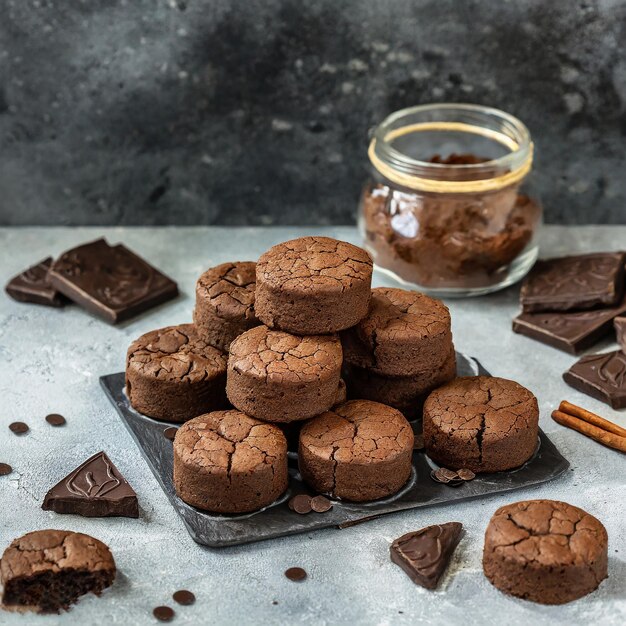 Piezas de brownie fresco en un fondo blanco delicioso pastel de chocolate