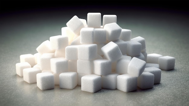 Piezas de concepto de prevención de diabetes de calorías de azúcar refinada blanca