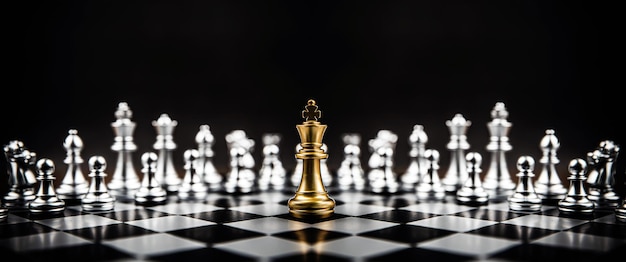 Piezas de xadrez com conceitos de equipe de desafio e liderança