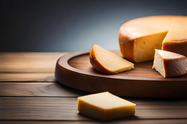 Foto piezas de delicioso queso y cuchillo en una mesa de madera espacio para texto