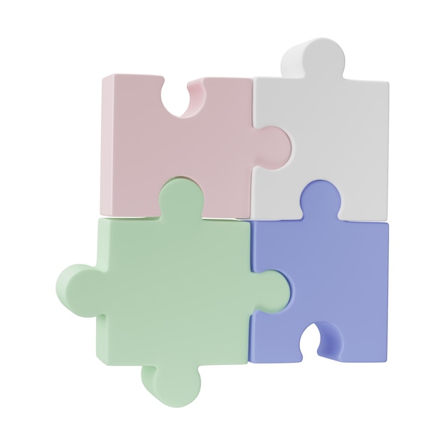 Piezas de rompecabezas 3D aisladas sobre fondo transparente Concepto de asociación de cooperación de conexión de negocios de resolución de problemas