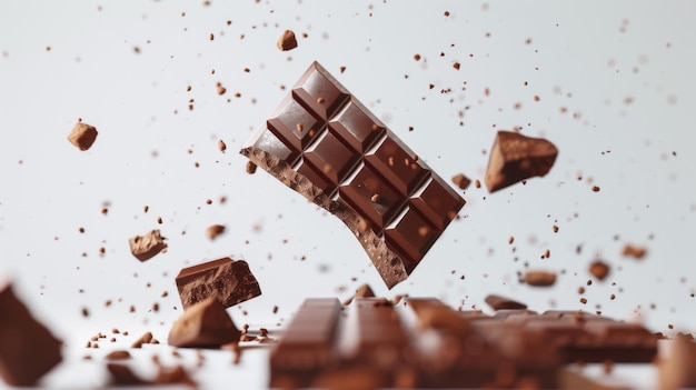 Piezo de explosión de chocolate aislado en fondo blanco con vía de recorte generativa ai