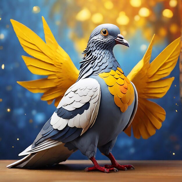 Pigeon es una fotografía colorida, una imagen ilustrada, un arte generado por Ai.