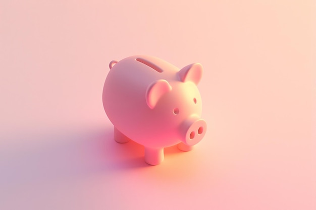 Piggy bank 3d render em fundo pastel Poupança de dinheiro poupança de finanças e depósito de dinheiro conceito de desenho animado de estilo minimal Banco de investimentos ganhos de poupança e investimento de dinheiro