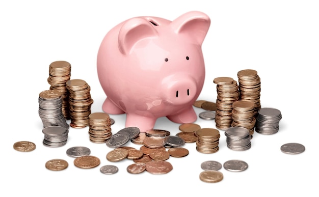 Piggy bank com moedas