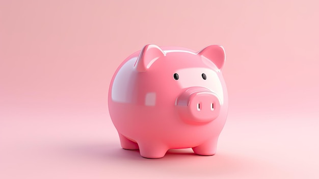 Piggy bank em forma de um porco rosa em um fundo rosa