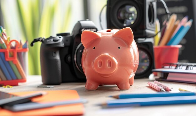 Piggy Bank en el entorno moderno de la oficina