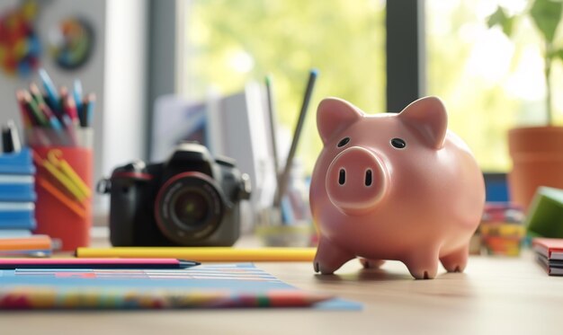 Piggy Bank en el entorno moderno de la oficina