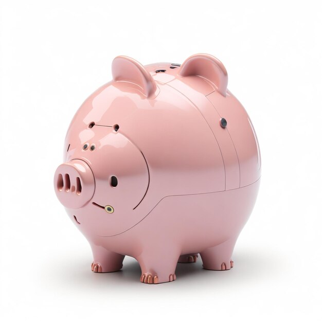 Piggy bank rosa isolado em fundo branco Ilustração 3D AI Gerado