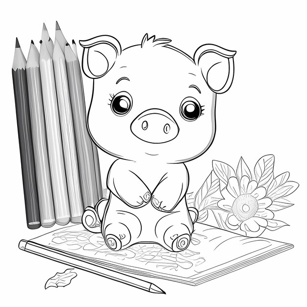 Foto piggy palooza libro para colorear de cerdo de dibujos animados para niños