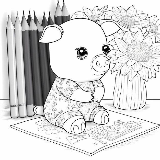 Foto piggy palooza libro para colorear de cerdo de dibujos animados para niños